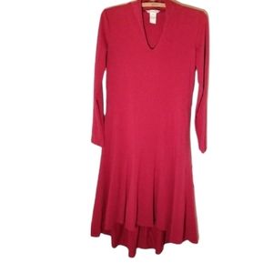 Sundance Fit & Flare Dress Size XS Long Sleeve V-Neck Stretch High Low Hem
